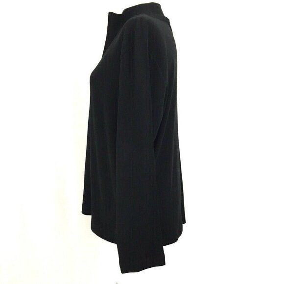 Liz Claiborne Women's Medium Long Sleeve 1/4 Zip Mock Neck Knit Top Black NEW - Picture 5 of 8